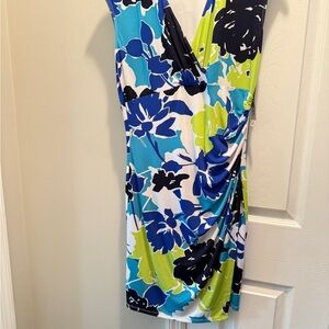 Floral Sleeveless Dress in Blue and Green